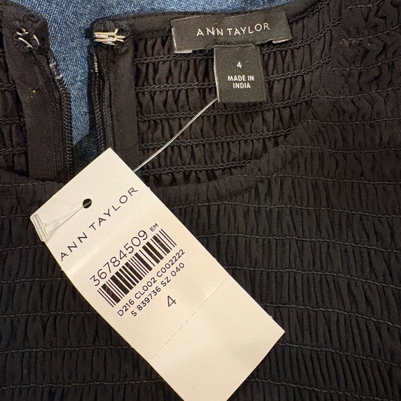Ann Taylor smocked bodice drop waist midi dress black new with tags 4 6 - Picture 6 of 8